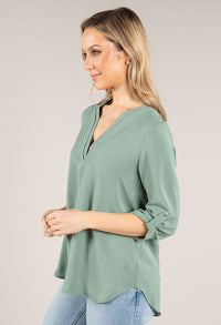V-Neck Rolled Sleeve Top