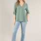 V-Neck Rolled Sleeve Top