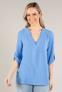 V-Neck Rolled Sleeve Top