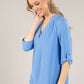 V-Neck Rolled Sleeve Top