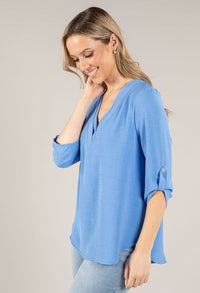 V-Neck Rolled Sleeve Top