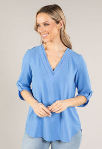 V-Neck Rolled Sleeve Top