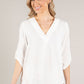 V-Neck Rolled Sleeve Top