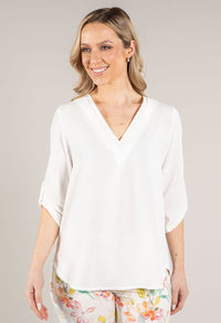 V-Neck Rolled Sleeve Top