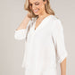 V-Neck Rolled Sleeve Top