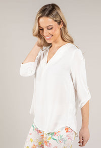 V-Neck Rolled Sleeve Top