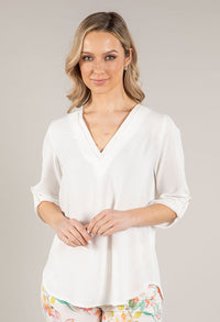 V-Neck Rolled Sleeve Top
