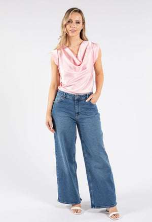Cowl Neck Satin Top