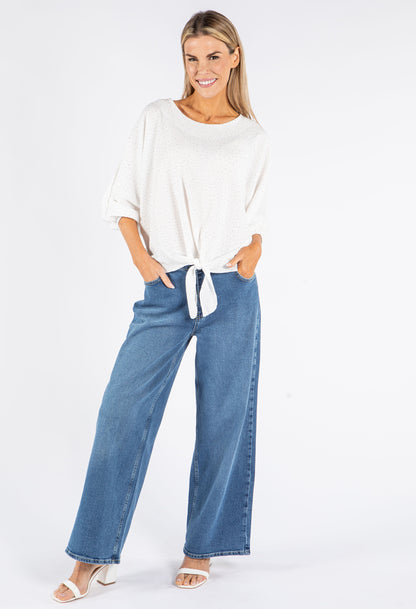 Diamanté Detail Tie Front Top