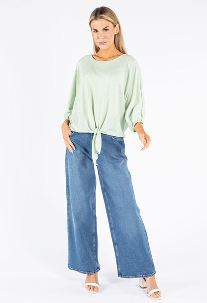 Diamanté Detail Tie Front Top