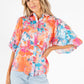 Printed Balloon Sleeve Blouse