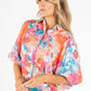 Printed Balloon Sleeve Blouse
