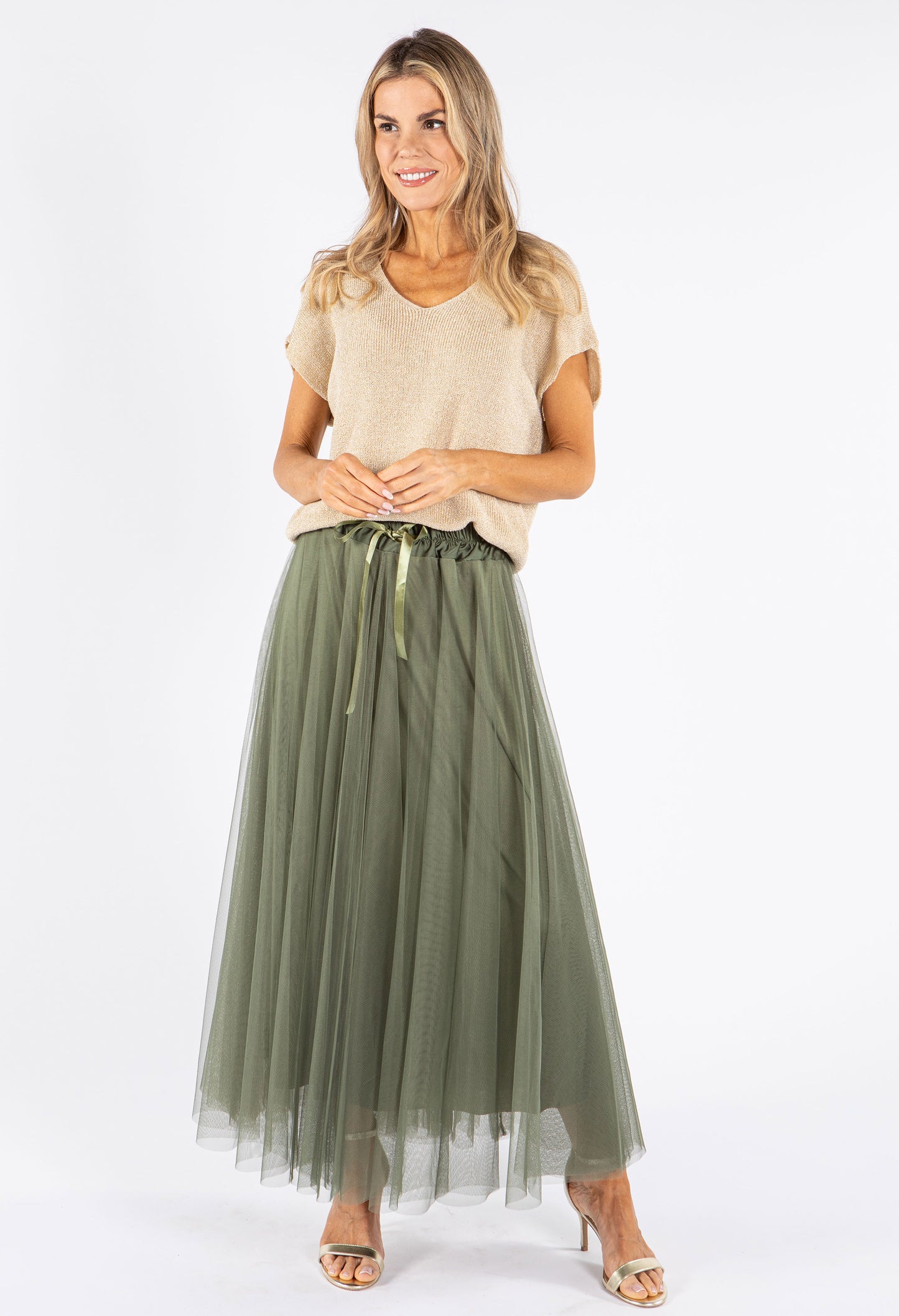 Lurex Short Sleeve Knit Top