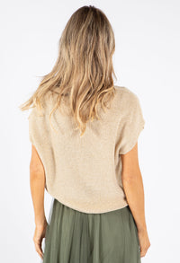 Lurex Short Sleeve Knit Top