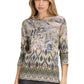 Abstract Print 3/4 Sleeve Top