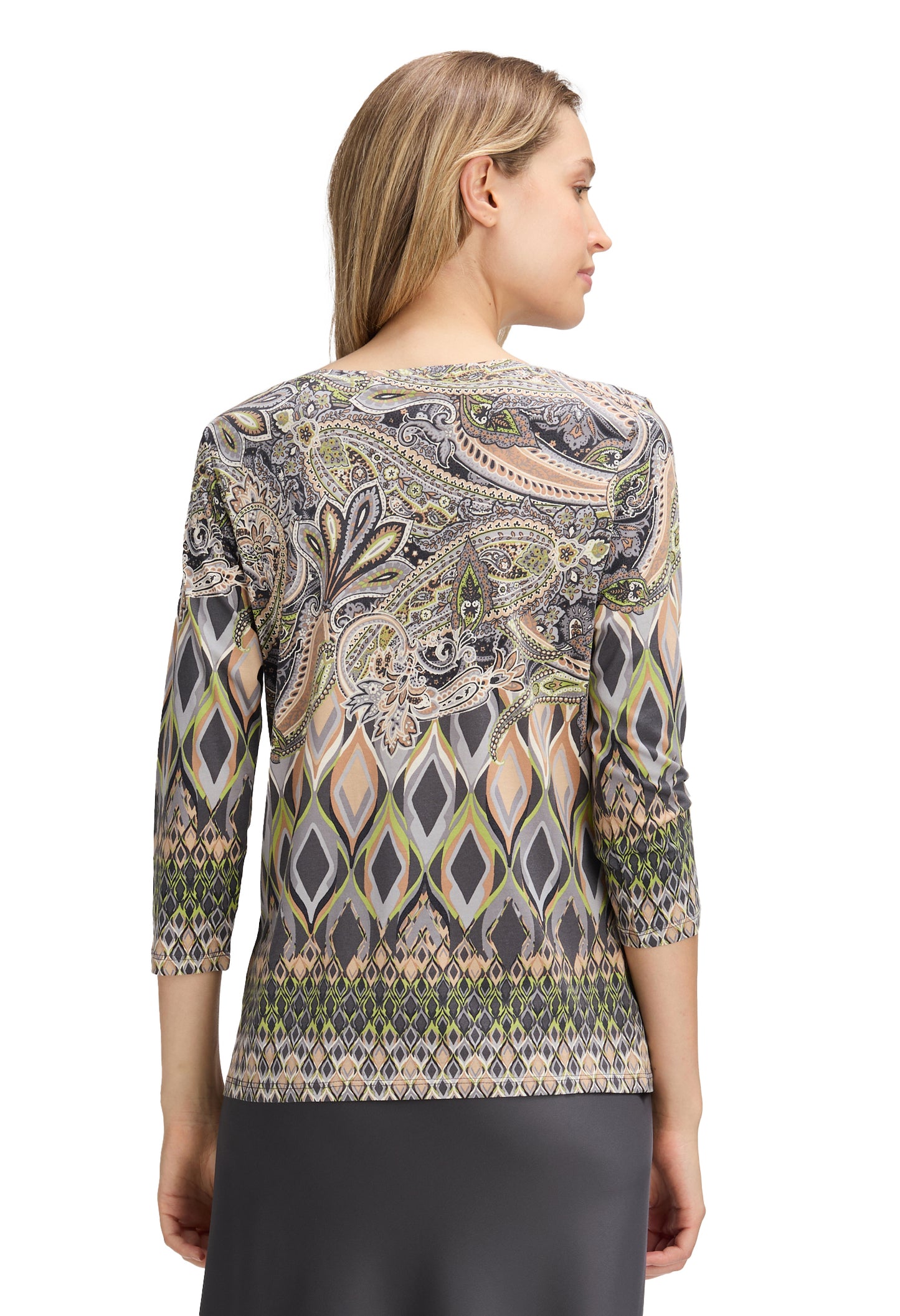 Abstract Print 3/4 Sleeve Top