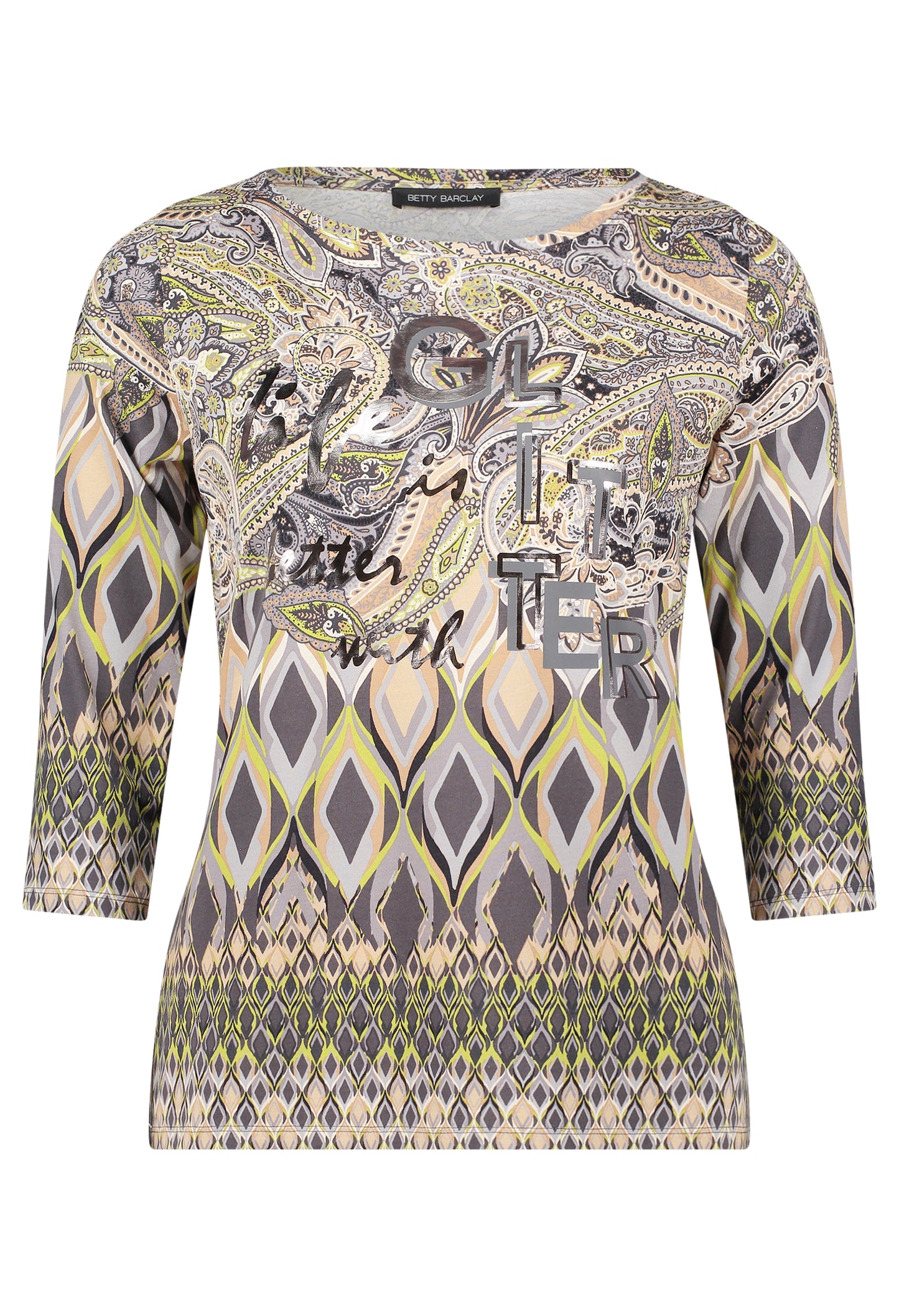 Abstract Print 3/4 Sleeve Top