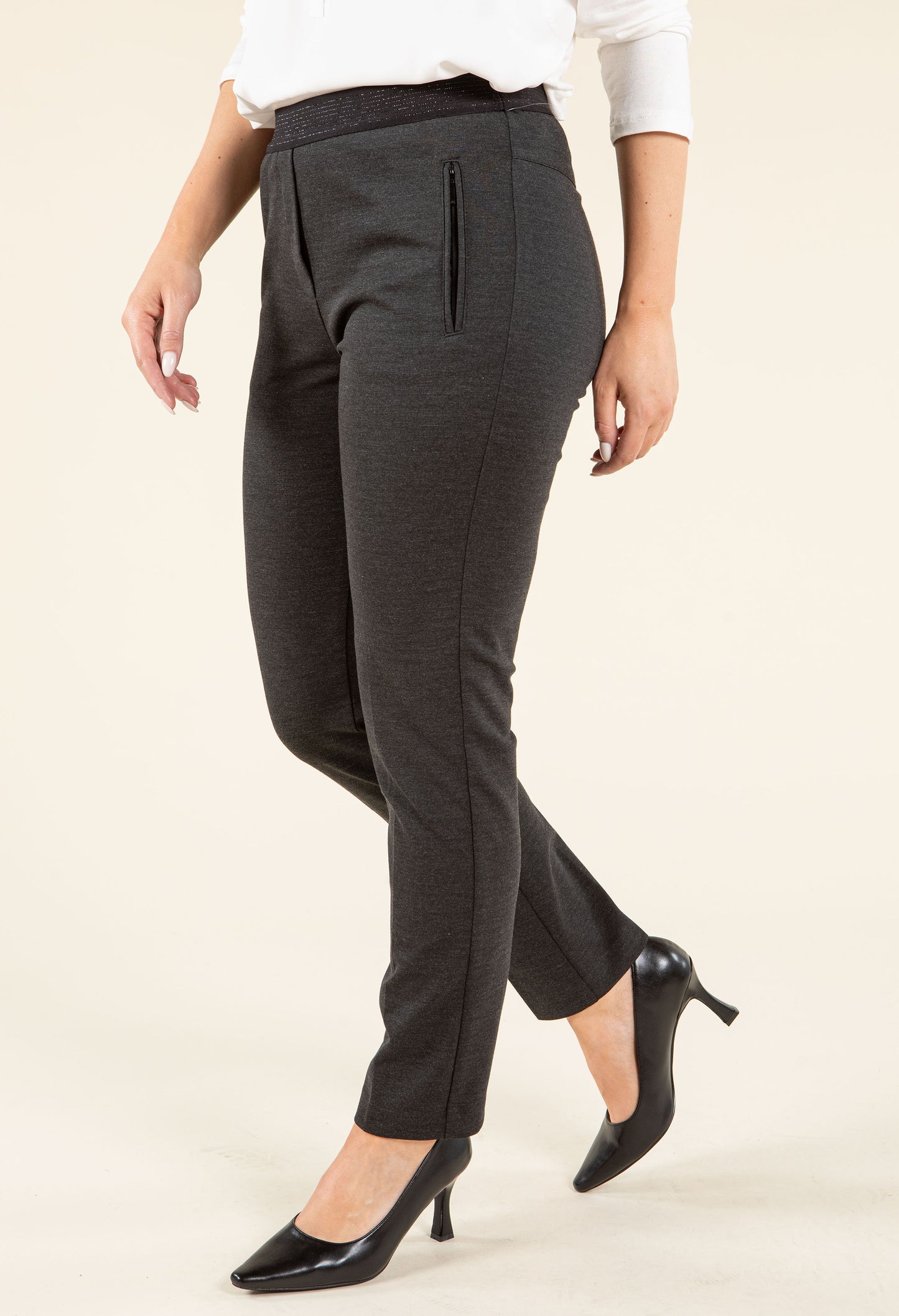 Angelika Slim Zip-Up Pocket Trousers
