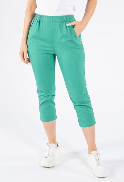 Pull on Capris with Embroidery detailing