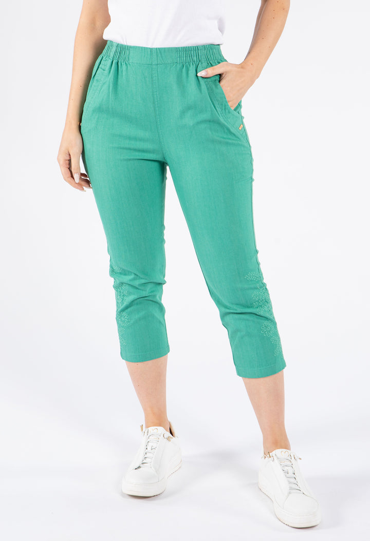 Pull on Capris with Embroidery detailing