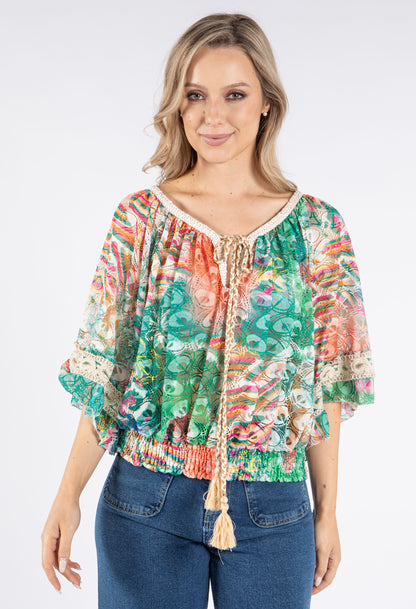 Printed Lace Blouse