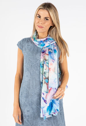 Satin Feel Floral Print Scarf