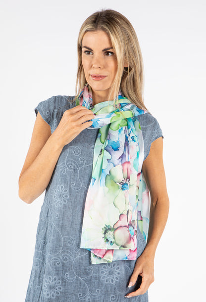 Satin Feel Floral Print Scarf