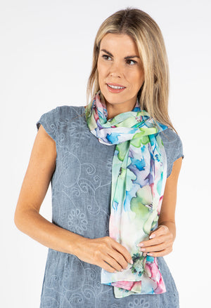 Satin Feel Floral Print Scarf