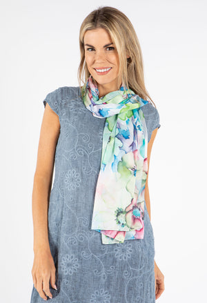 Satin Feel Floral Print Scarf