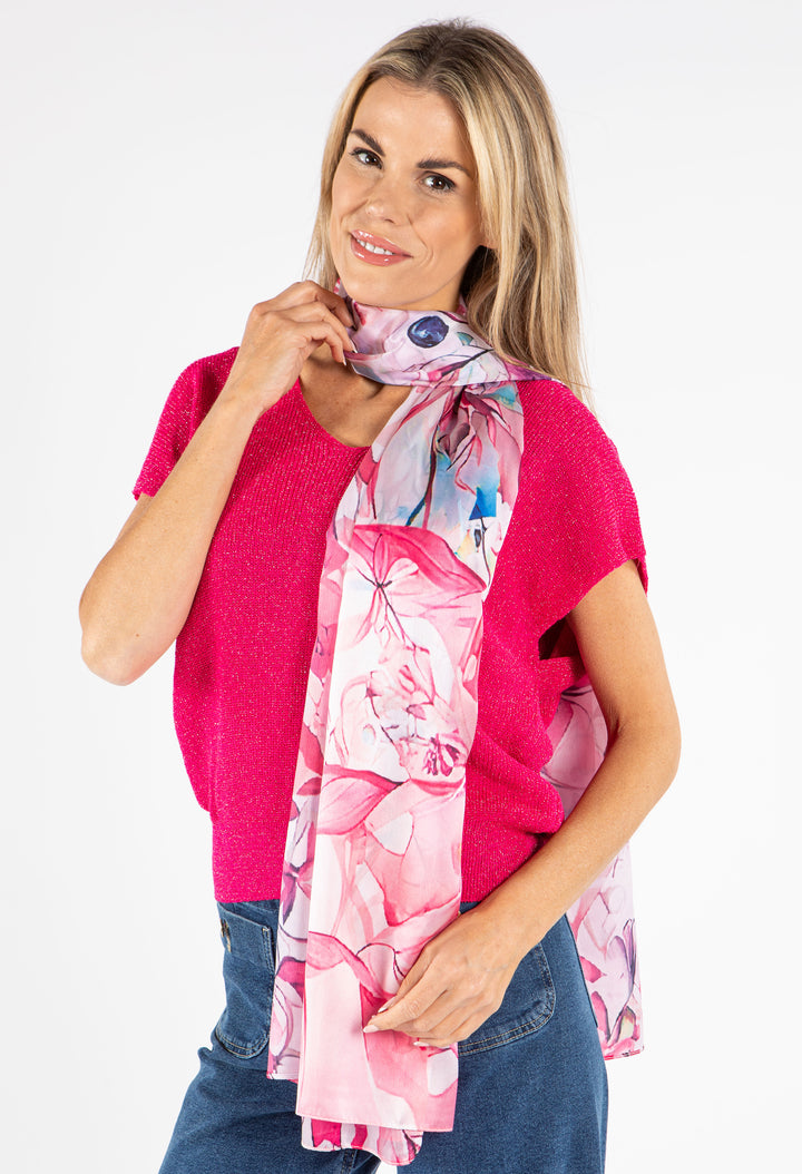 Satin Feel Floral Print Scarf