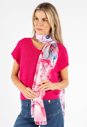 Satin Feel Floral Print Scarf
