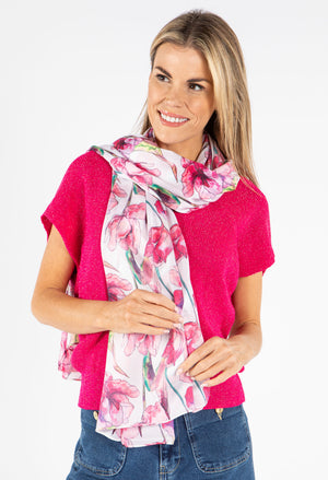 Satin Feel Floral Print Scarf