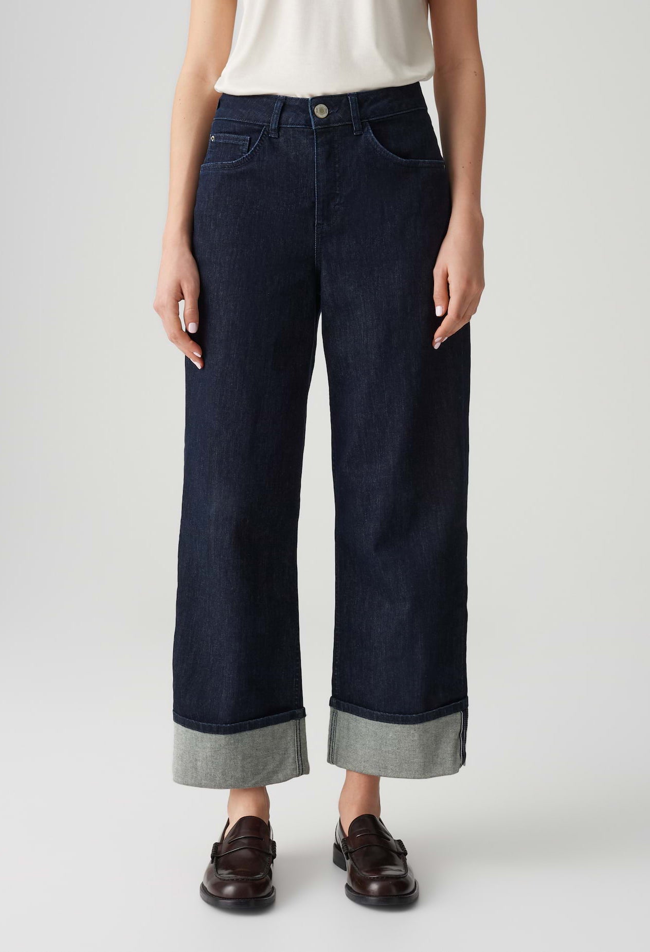 Miva Turn-Up Cropped Wide Jeans