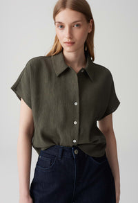 Fasinga Loose shirt blouse with crinkle structure