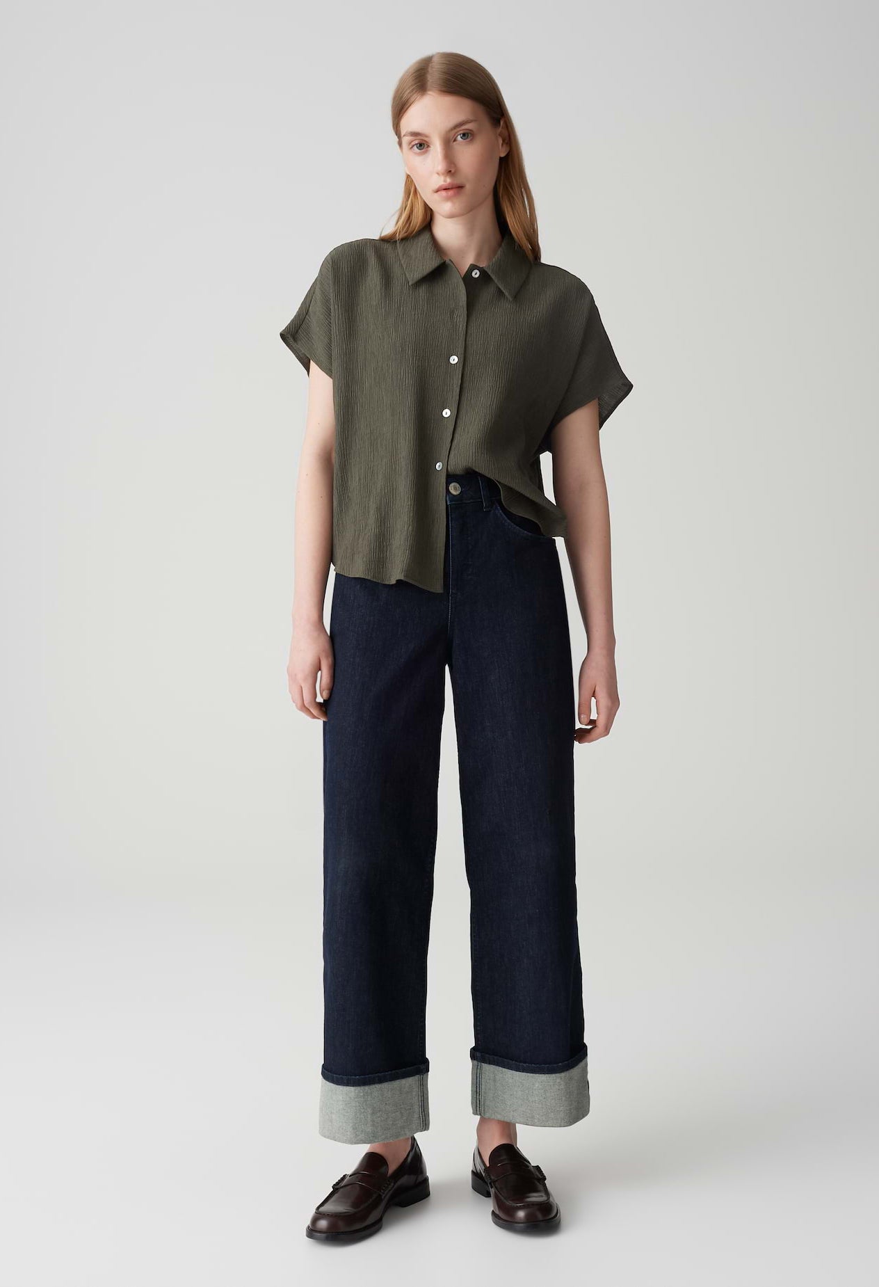 Fasinga Loose shirt blouse with crinkle structure