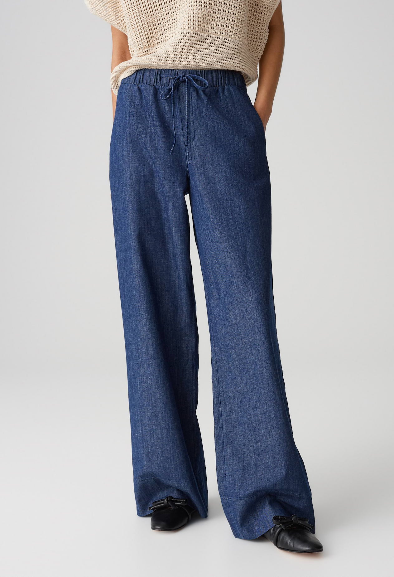 Melane Denim Wide Leg Joggers