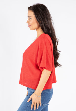 V-Neck Cropped Knit Cardigan