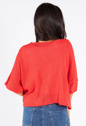V-Neck Cropped Knit Cardigan