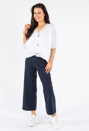 V-Neck Cropped Knit Cardigan