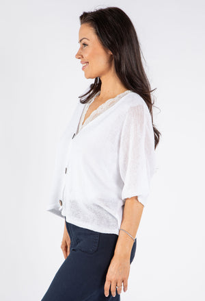 V-Neck Cropped Knit Cardigan