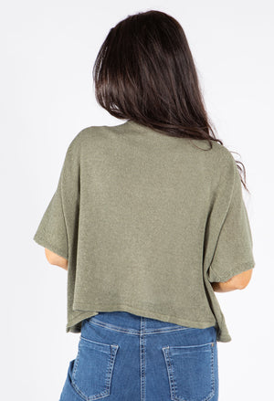 V-Neck Cropped Knit Cardigan