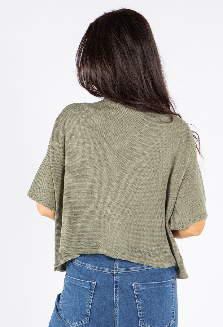 V-Neck Cropped Knit Cardigan