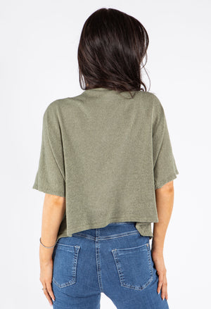 V-Neck Cropped Knit Cardigan