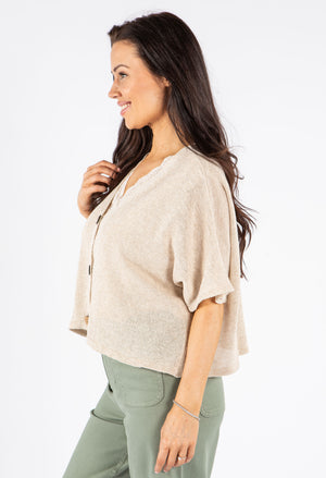 V-Neck Cropped Knit Cardigan