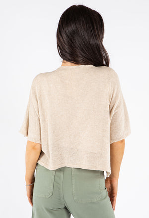 V-Neck Cropped Knit Cardigan