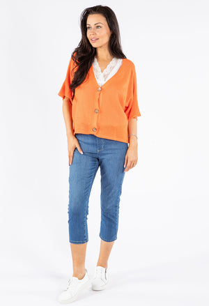 V-Neck Cropped Knit Cardigan