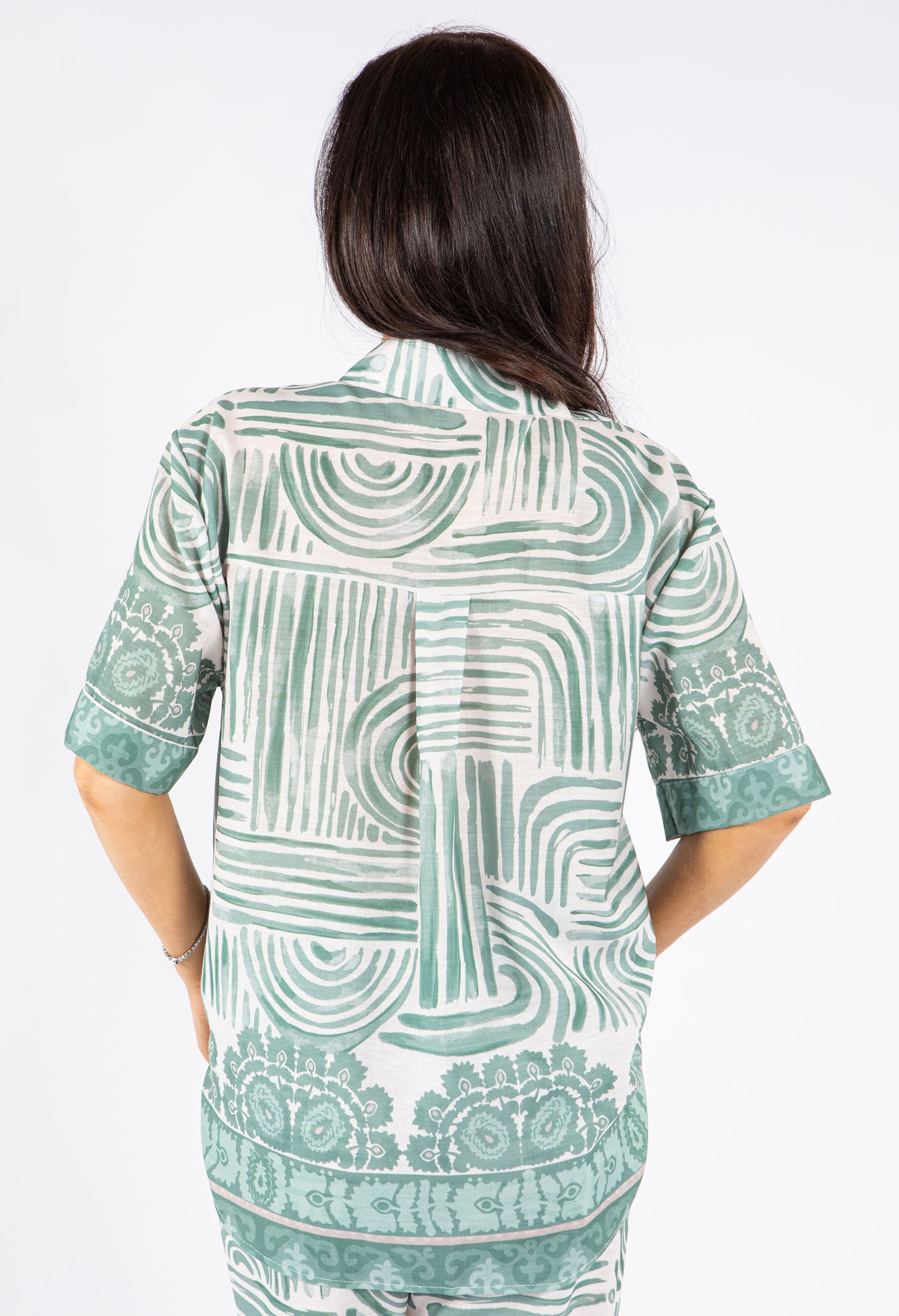 Abstratc Print V-Neck Shirt