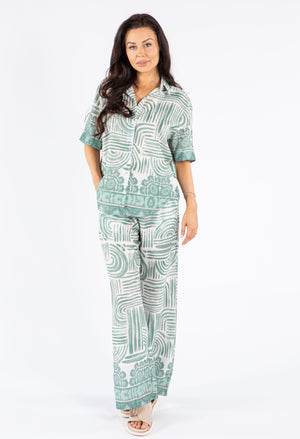 Abstract Print Wide Leg Trousers