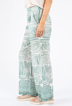 Abstract Print Wide Leg Trousers