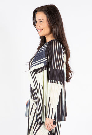 Pleated Stripe Open Jacket